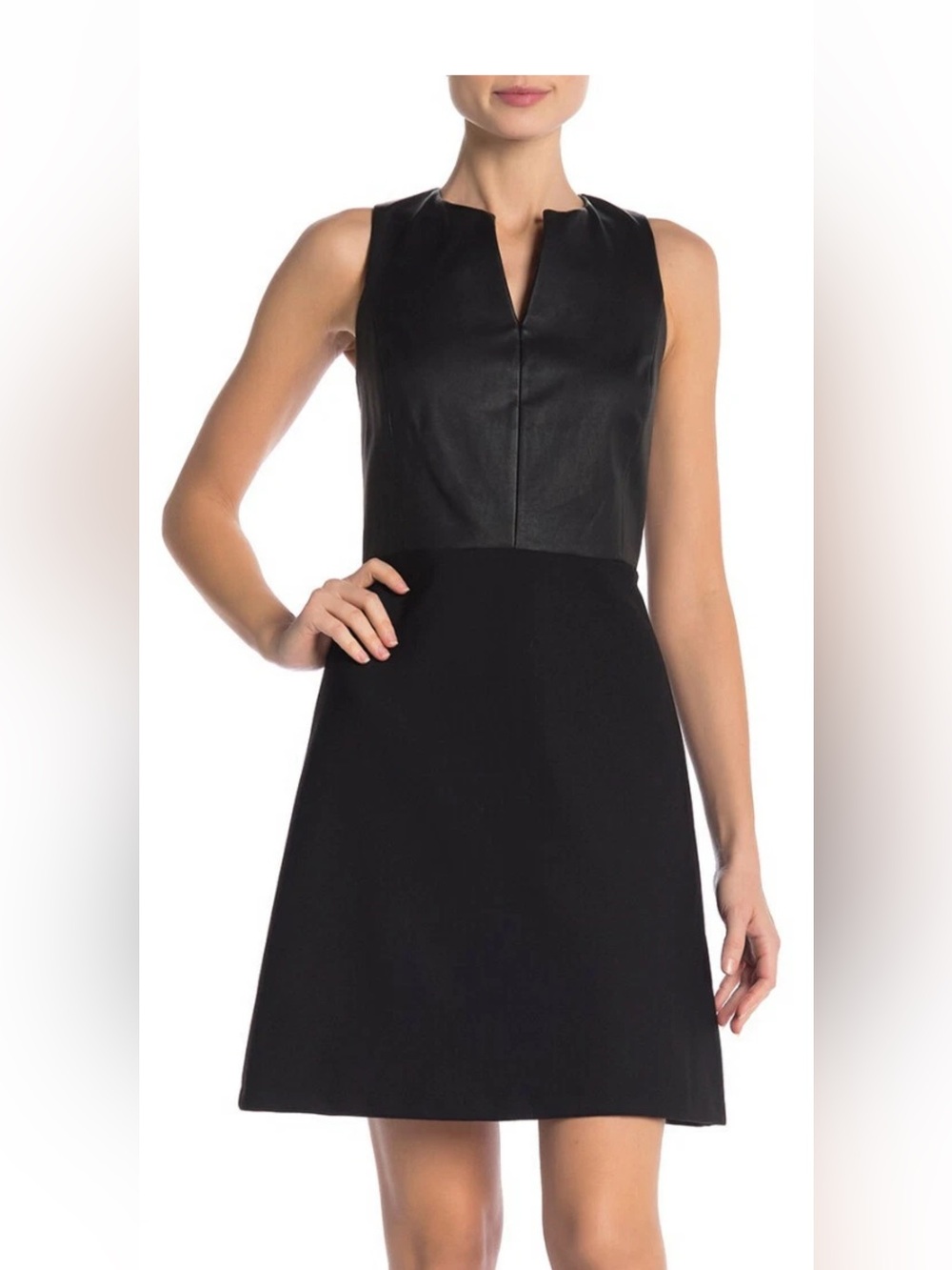 New Theory Alinea Leather Wool Blend Fit Flare Dress size 8